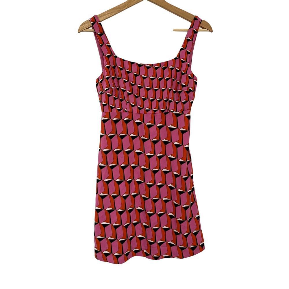 Diane von Furstenburg geometric y2k minidress 70s pink orange women's 00